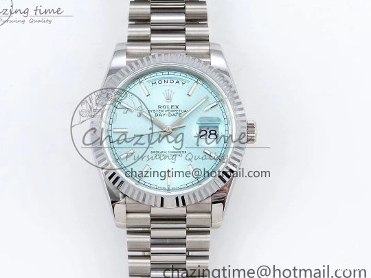 Weight) DayDate Ice JDF Steel 40 904L on SS VR3255 Bracelet Textured Blue President V3 (Gain Dial 0114